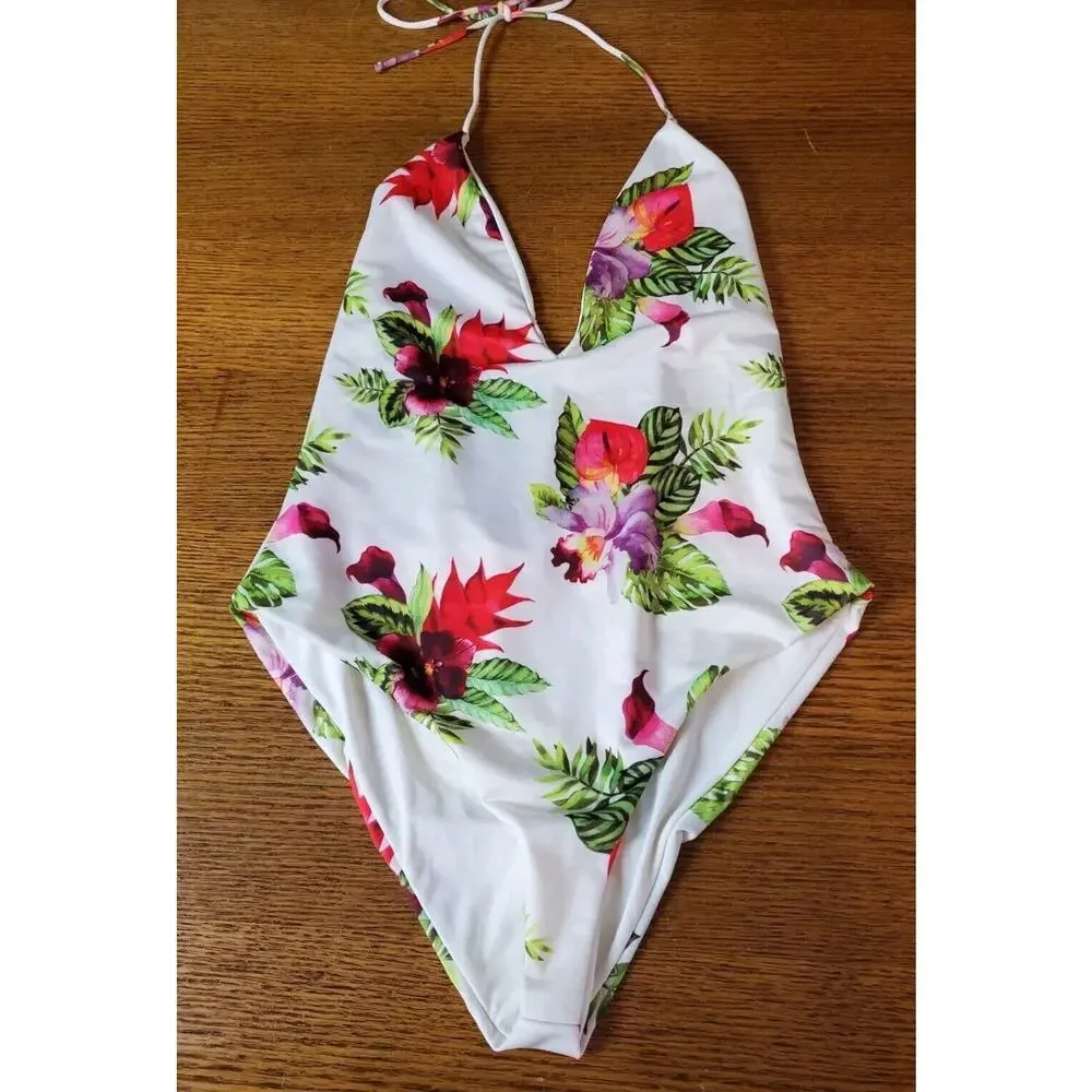 Privacy Please One Piece Swimsuit‎ Eloise Plunge Womens Large Floral REVOLVE